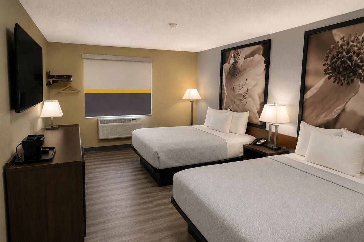 Room, 2 Double Beds | In-room safe, desk, iron/ironing board, free WiFi