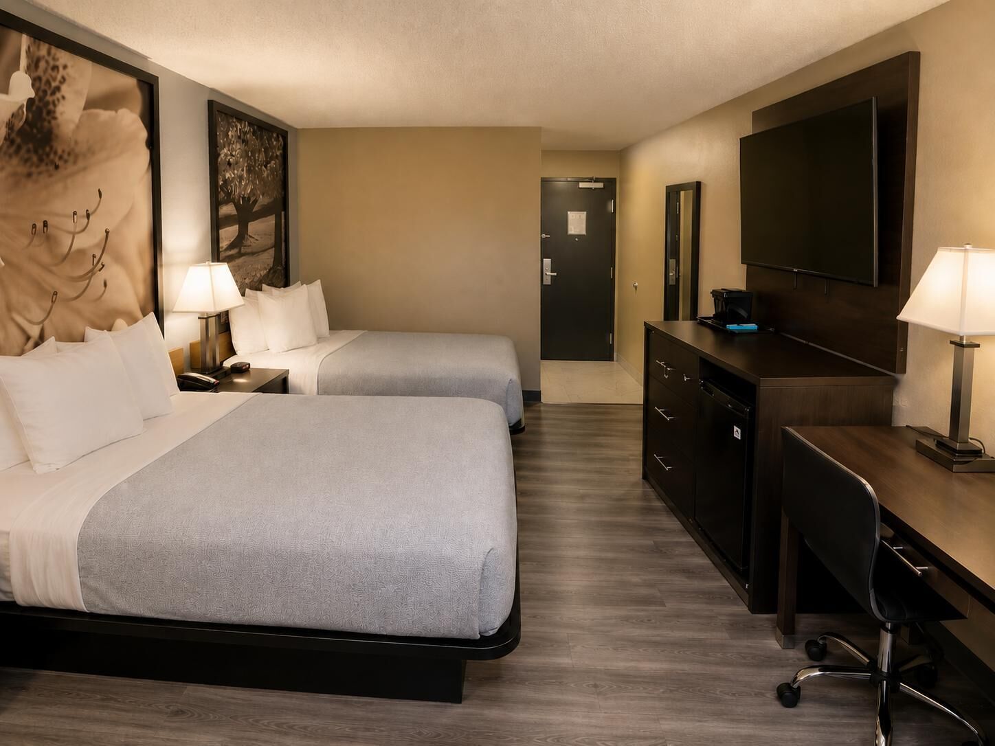 Room, 2 Double Beds | In-room safe, desk, iron/ironing board, free WiFi