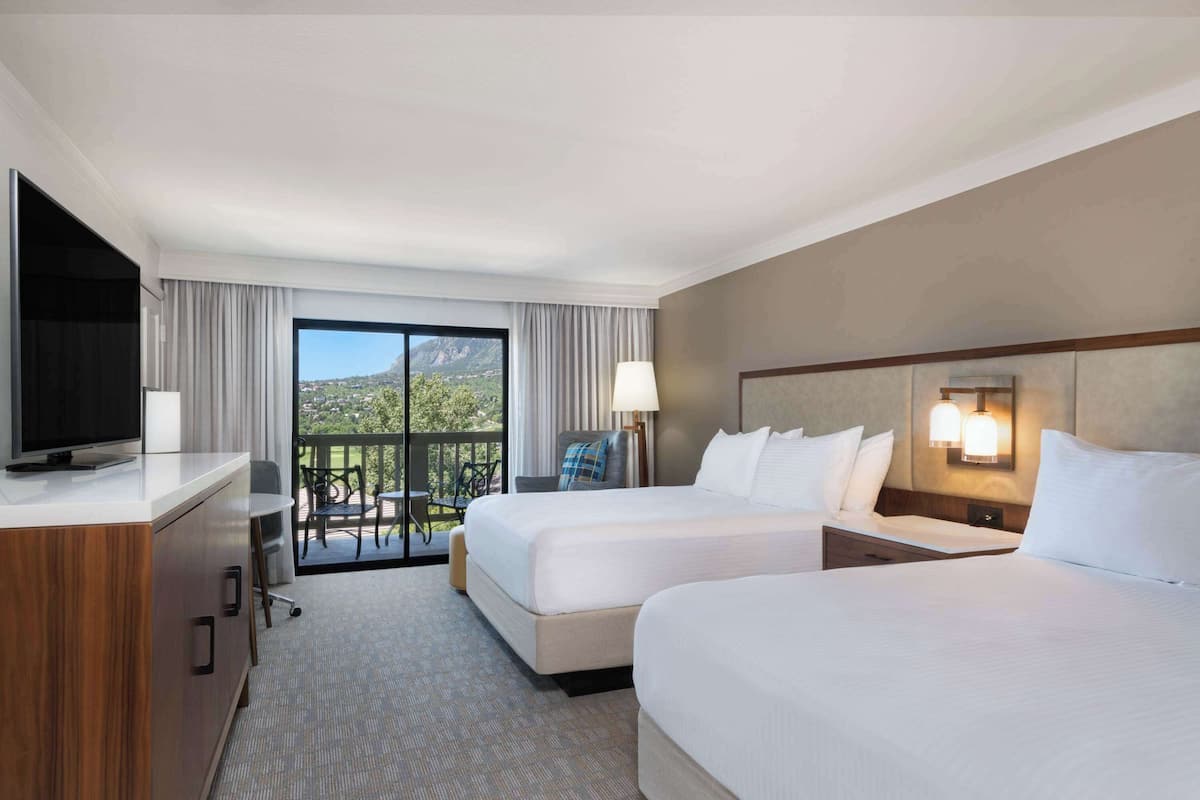 room, 2 queen beds, mountain view | premium bedding, in-room safe, desk, laptop workspace