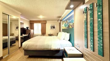 In-room safe, desk, laptop workspace, blackout drapes
