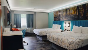 Room, 2 Queen Beds, Non Smoking | Pillow-top beds, desk, blackout curtains, iron/ironing board