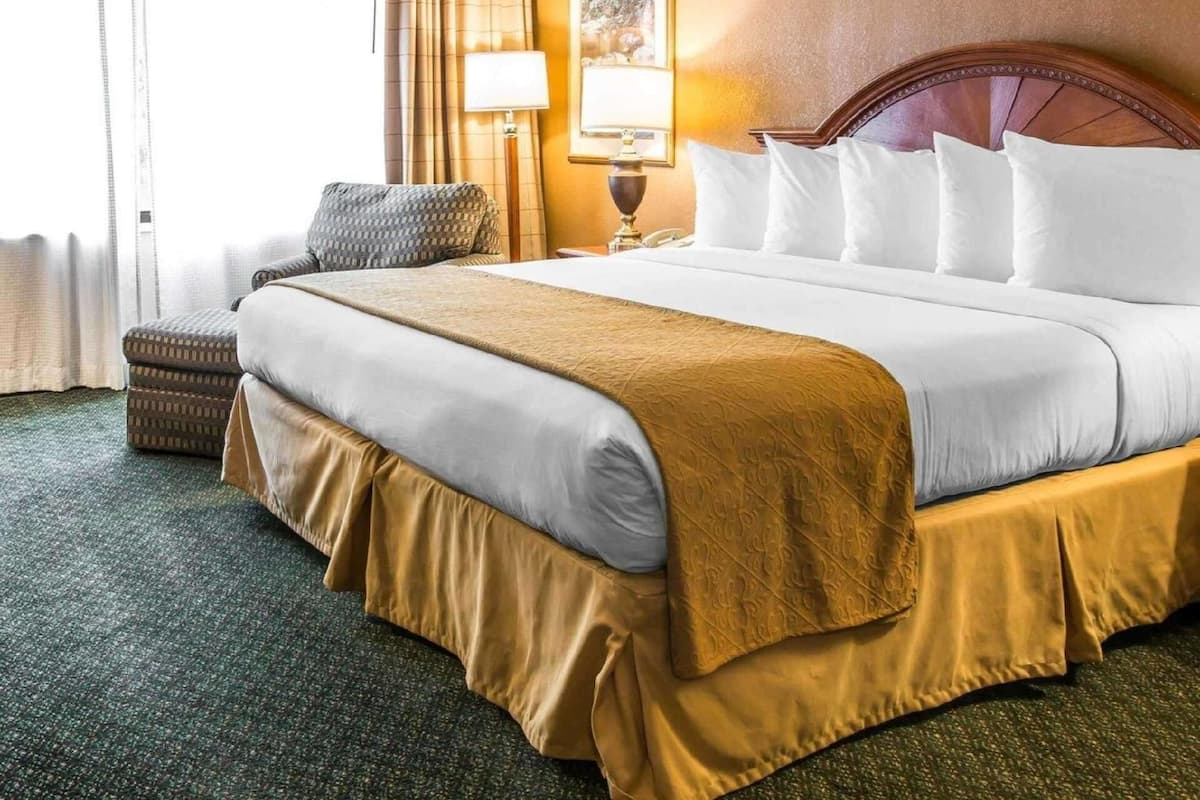 高档床上用品、迷你吧、办公桌、遮光窗帘