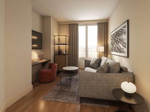 Minibar, desk, blackout drapes, soundproofing