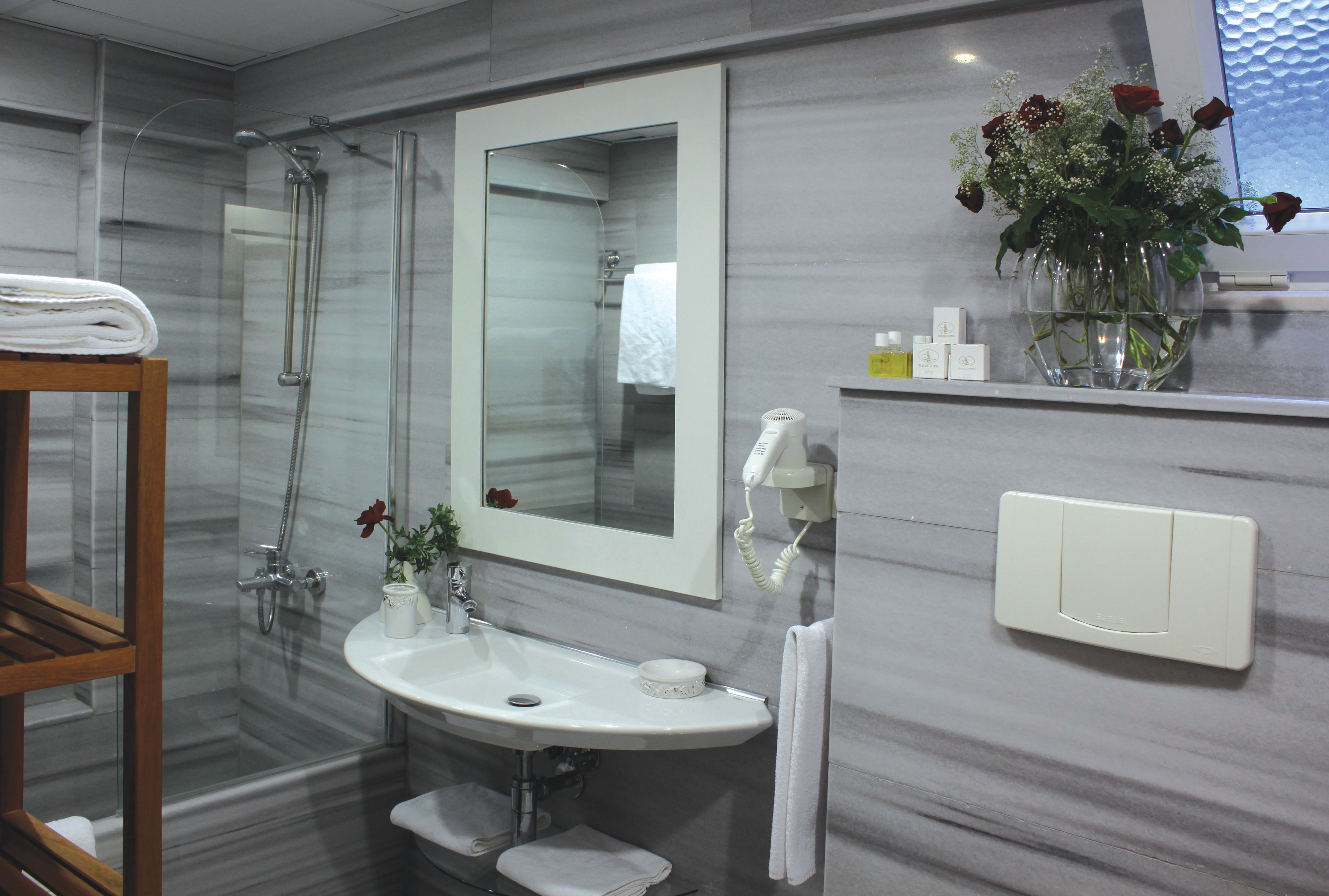 free toiletries, hair dryer, slippers, bidet