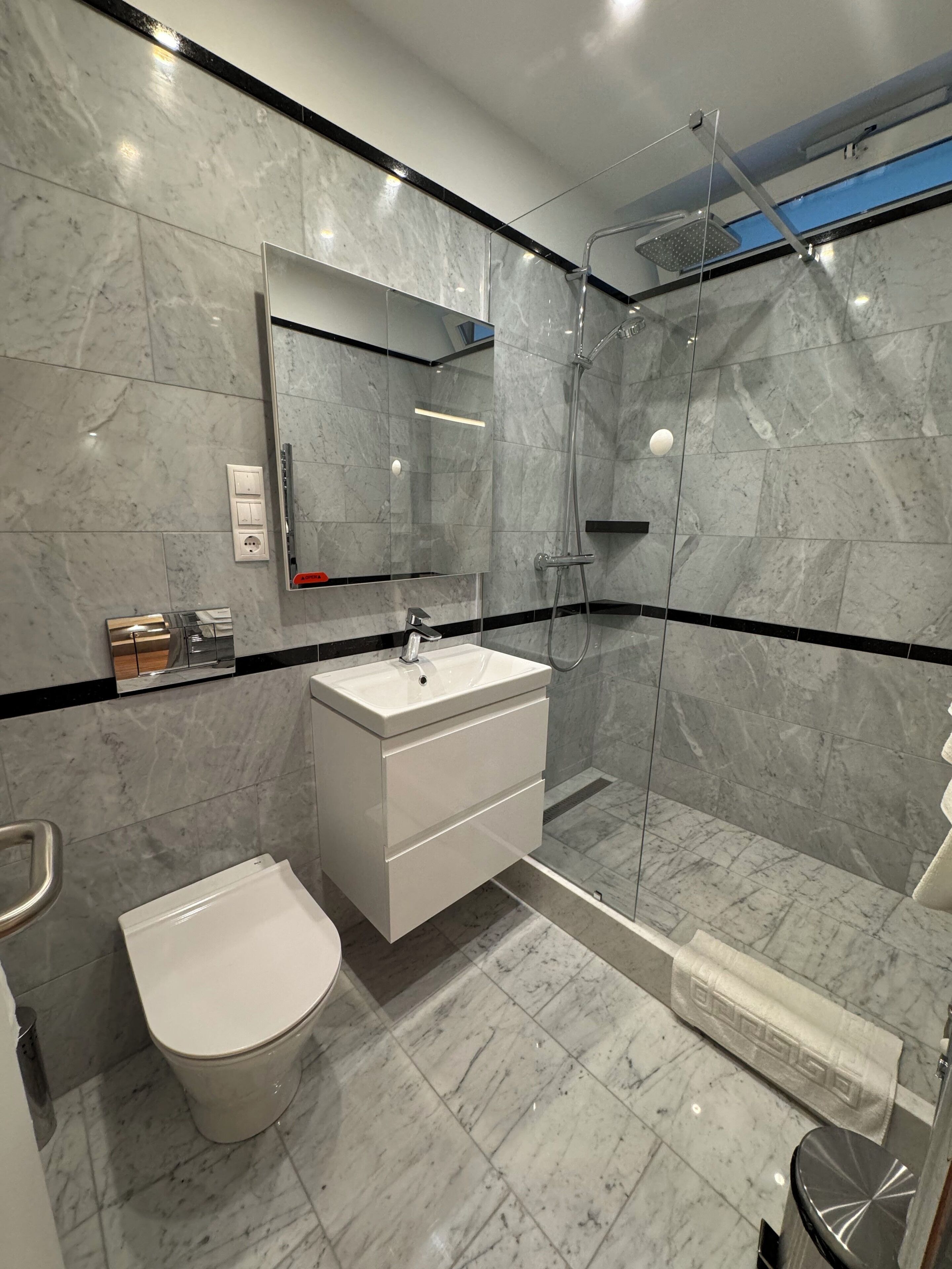 deluxe studio double | bathroom | shower, free toiletries, hair dryer, towels