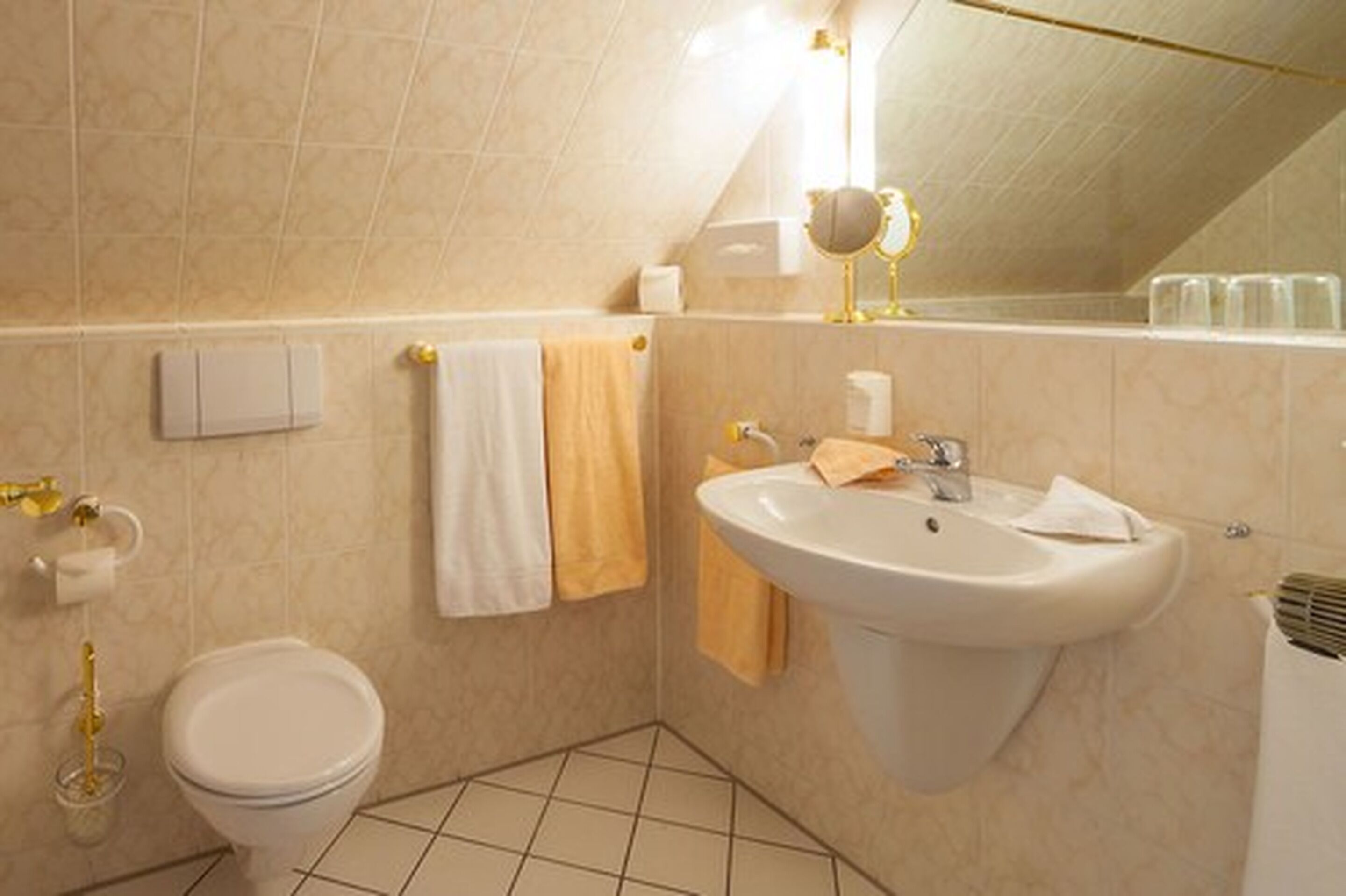 classic double or twin room | bathroom | hair dryer, towels