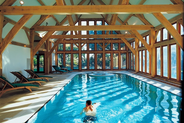 Indoor pool, outdoor pool, sun loungers