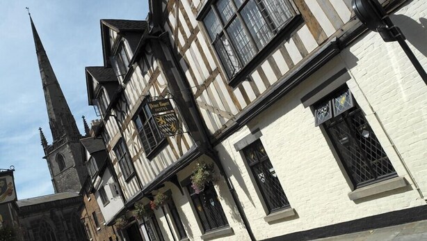 A traditional half-timbered building with a sign for 'Prince Regent Hotel'. - Prince Rupert Hotel (Shrewsbury)