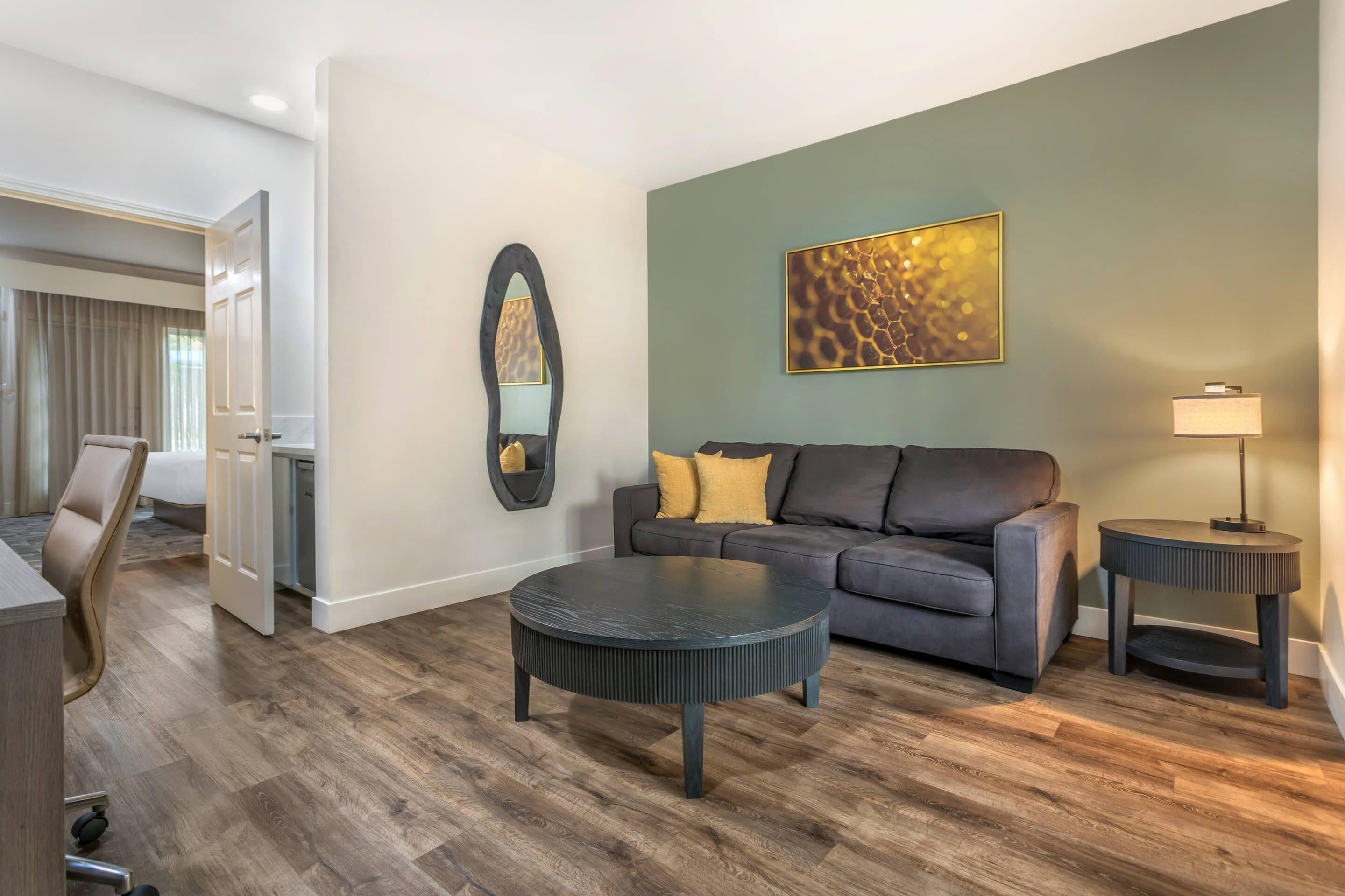 Suite, 1 King Bed with Sofa bed, Accessible, Non Smoking | Down comforters, desk, laptop workspace, iron/ironing board