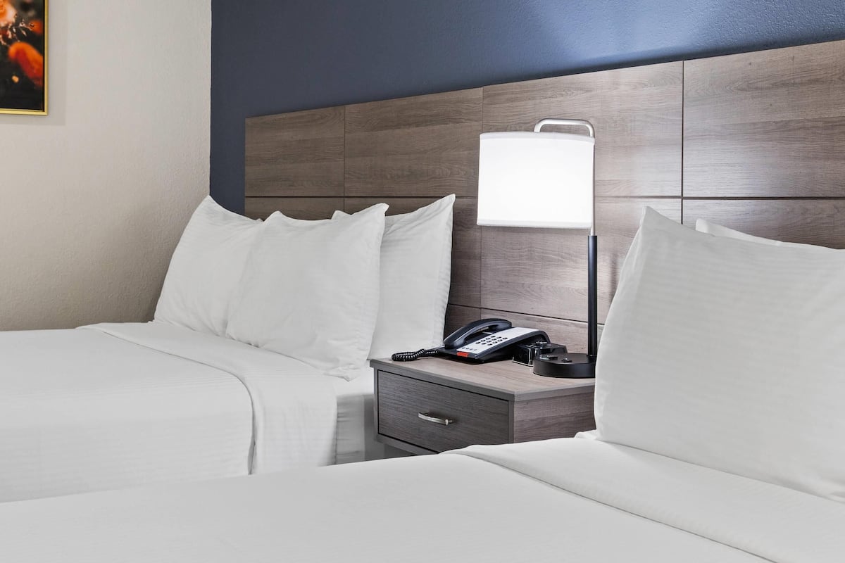 Room, 2 Queen Beds, Accessible, Non Smoking | Down duvets, desk, laptop workspace, iron/ironing board