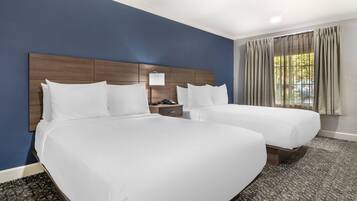 Standard Room, 2 Queen Beds, Non Smoking | Down comforters, desk, laptop workspace, iron/ironing board