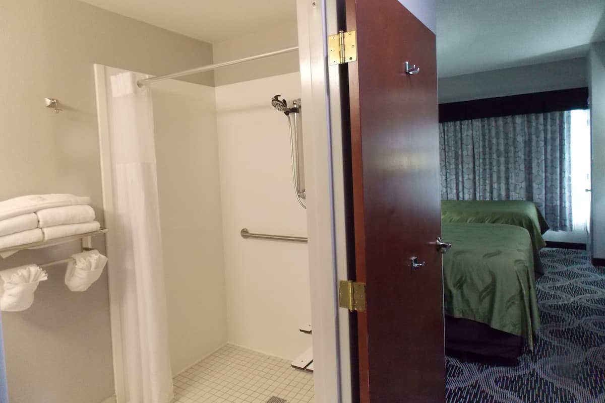 Suite, 2 Queen Beds, Accessible, Non Smoking | Bathroom | Combined shower/tub, free toiletries, hair dryer, towels