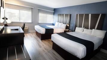 Standard Double Room, 2 Queen Beds, Non Smoking | 1 bedroom, premium bedding, desk, laptop workspace