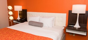 Room, 1 King Bed, Non Smoking | Desk, laptop workspace, blackout drapes, iron/ironing board