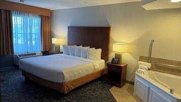 Premium bedding, pillowtop beds, desk, laptop workspace