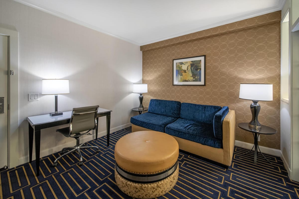 Premium bedding, pillow-top beds, desk, blackout curtains