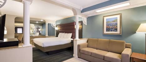 Suite, 1 King Bed, Jetted Tub (Oversized Room) | 1 bedroom, desk, laptop workspace, blackout drapes