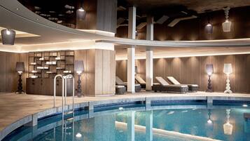Indoor pool, outdoor pool, open 8:00 AM to 8:00 PM, pool umbrellas