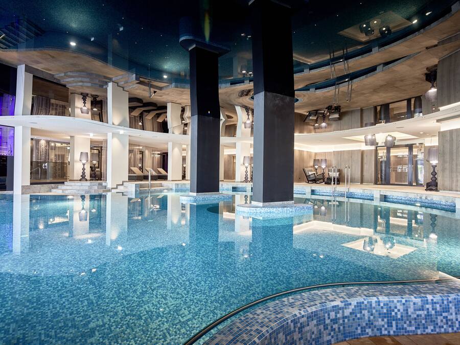 Indoor pool, outdoor pool, open 8:00 AM to 8:00 PM, pool umbrellas