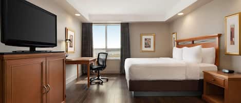 In-room safe, desk, iron/ironing board, cribs (free)
