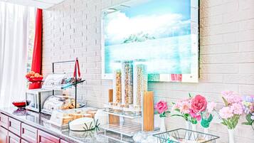 Free daily self-service breakfast