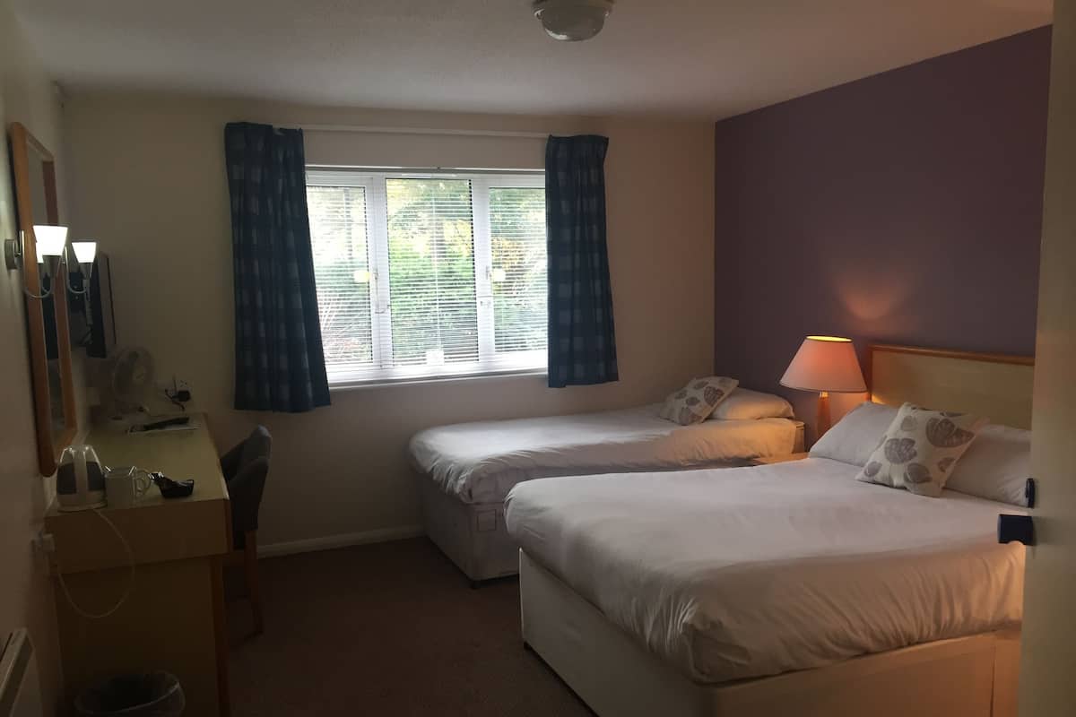 Desk, blackout curtains, iron/ironing board, free cots/infant beds