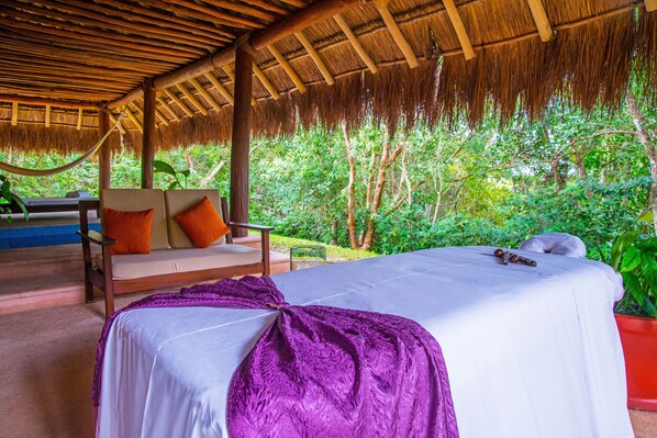 Sauna, body treatments, hot stone massages, deep-tissue massages