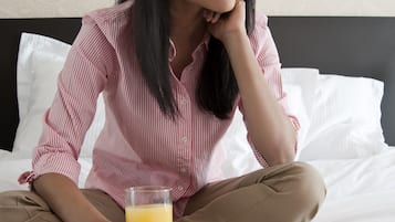 Hypo-allergenic bedding, in-room safe, desk, iron/ironing board