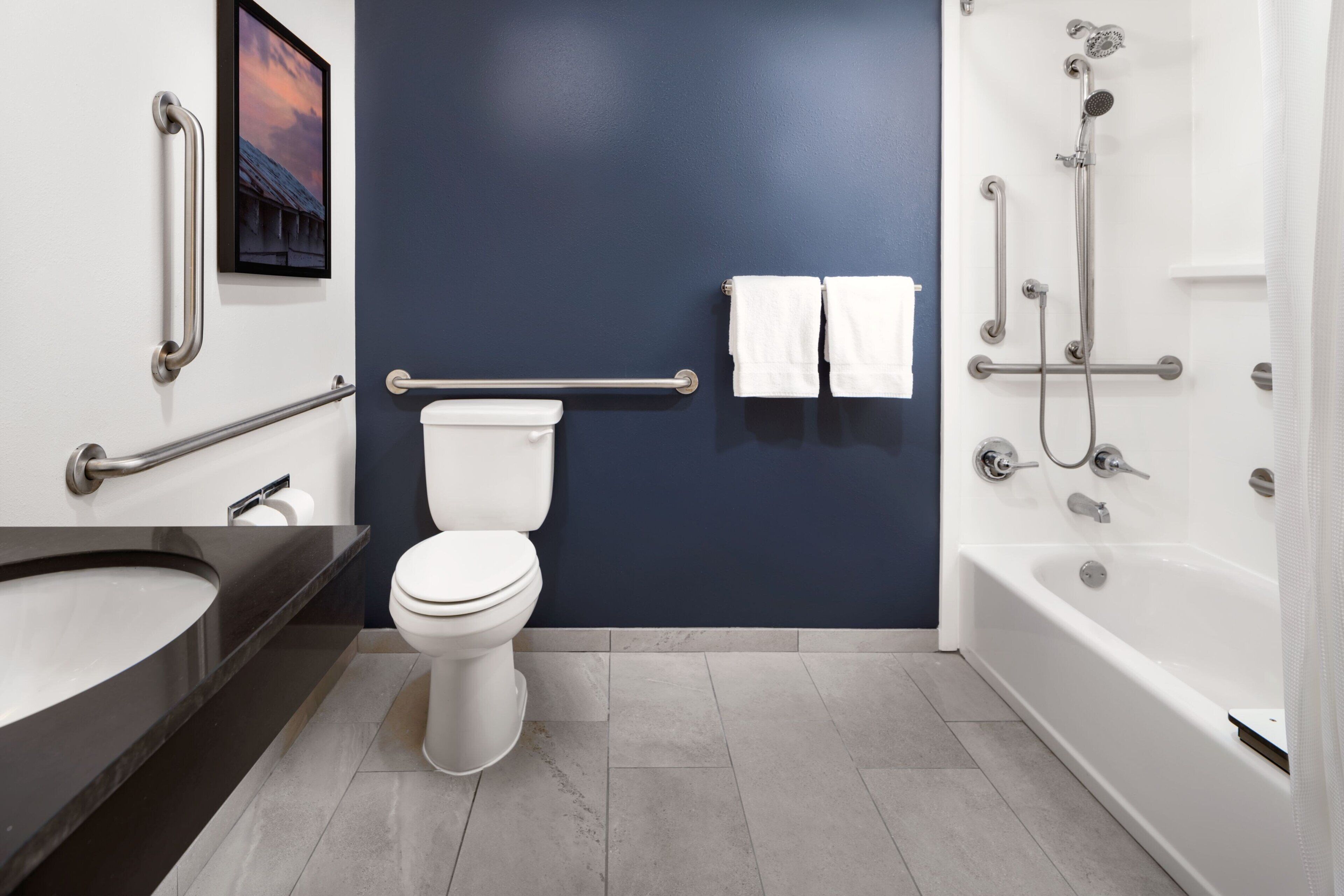 free toiletries, hair dryer, towels, soap