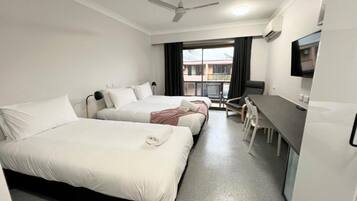 Desk, iron/ironing board, free WiFi, alarm clocks