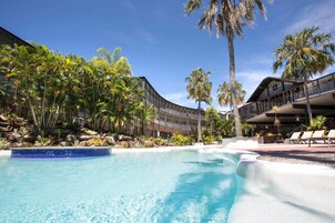Outdoor pool, pool loungers