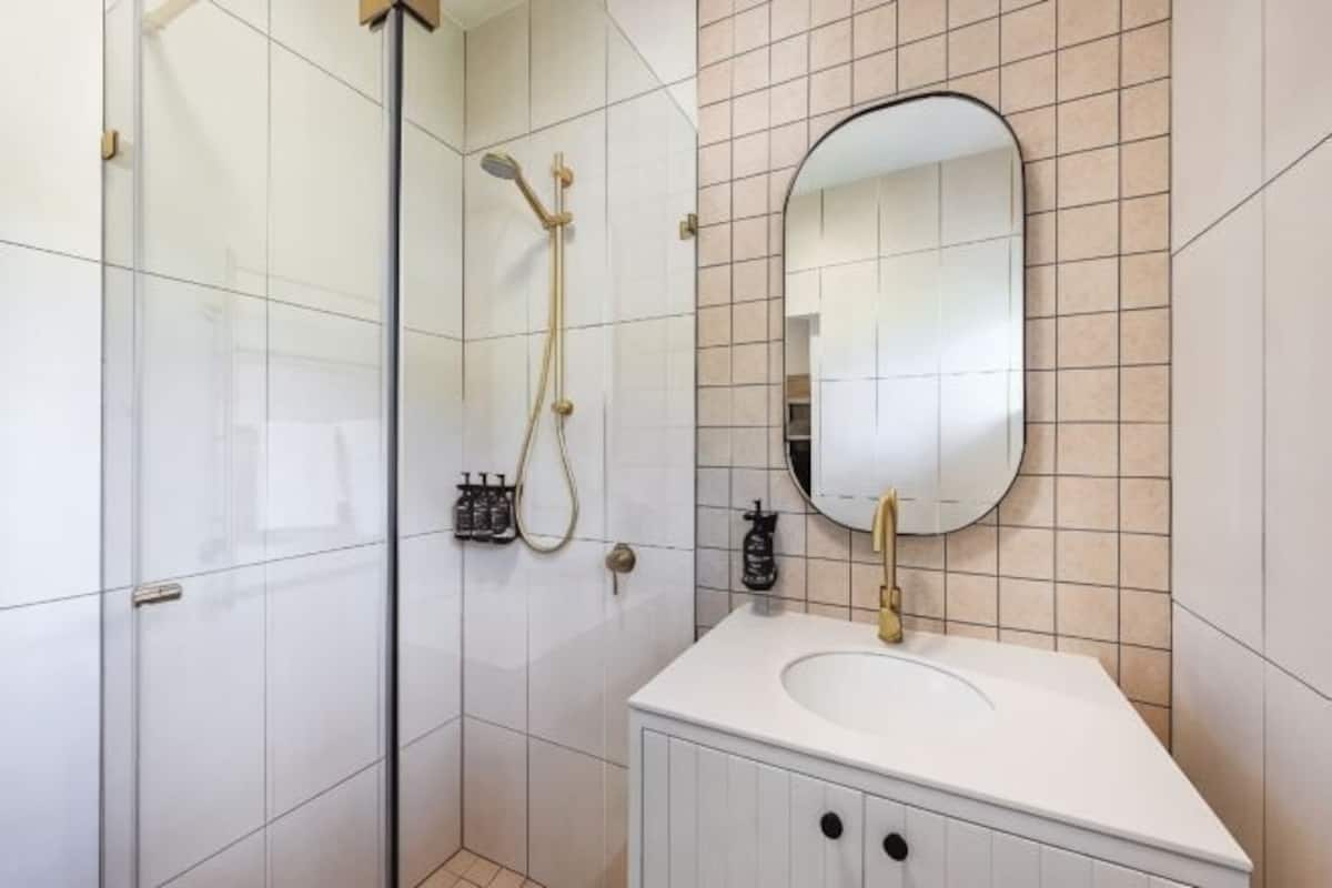 Bathroom | Shower, hair dryer, towels