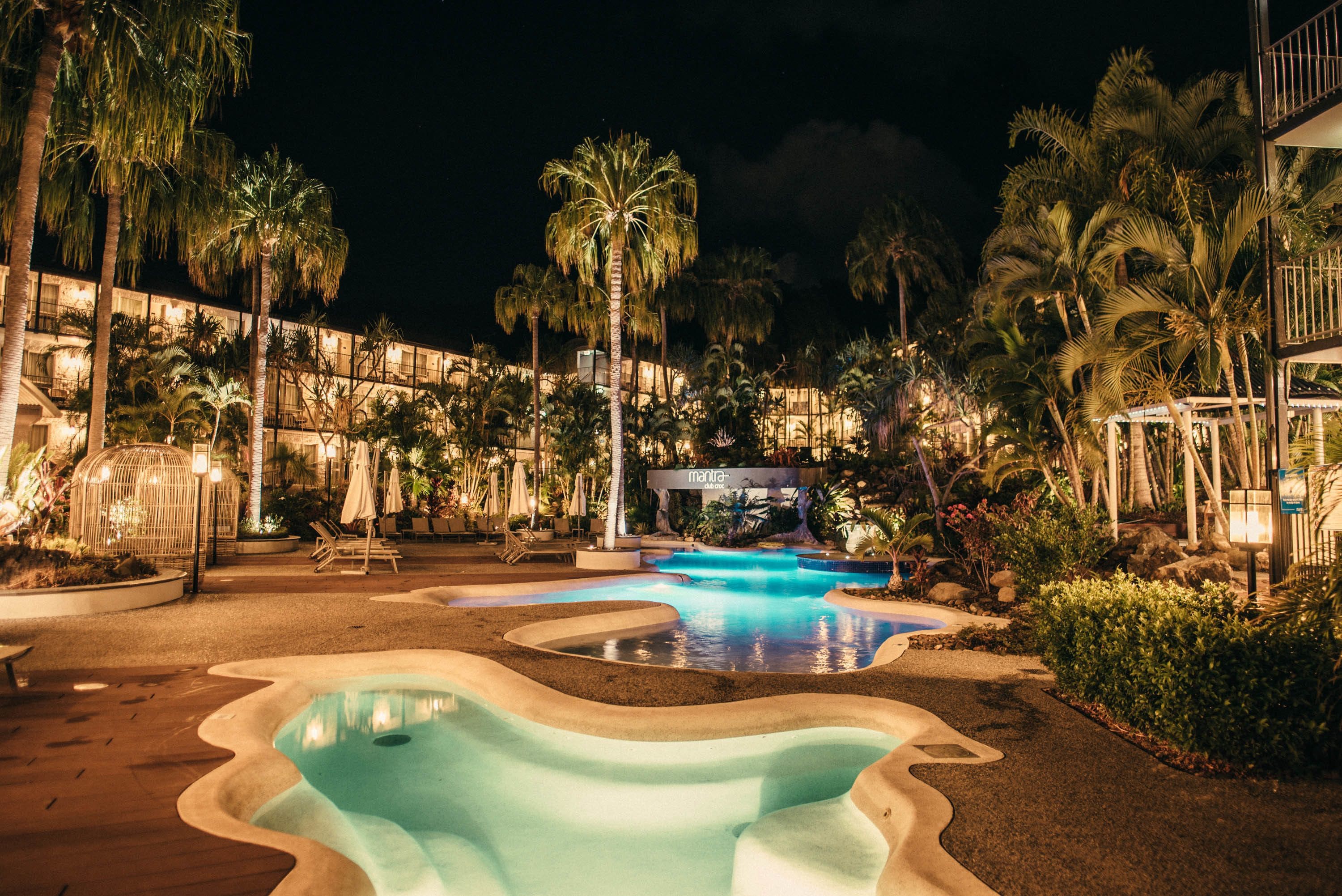 outdoor pool, pool loungers