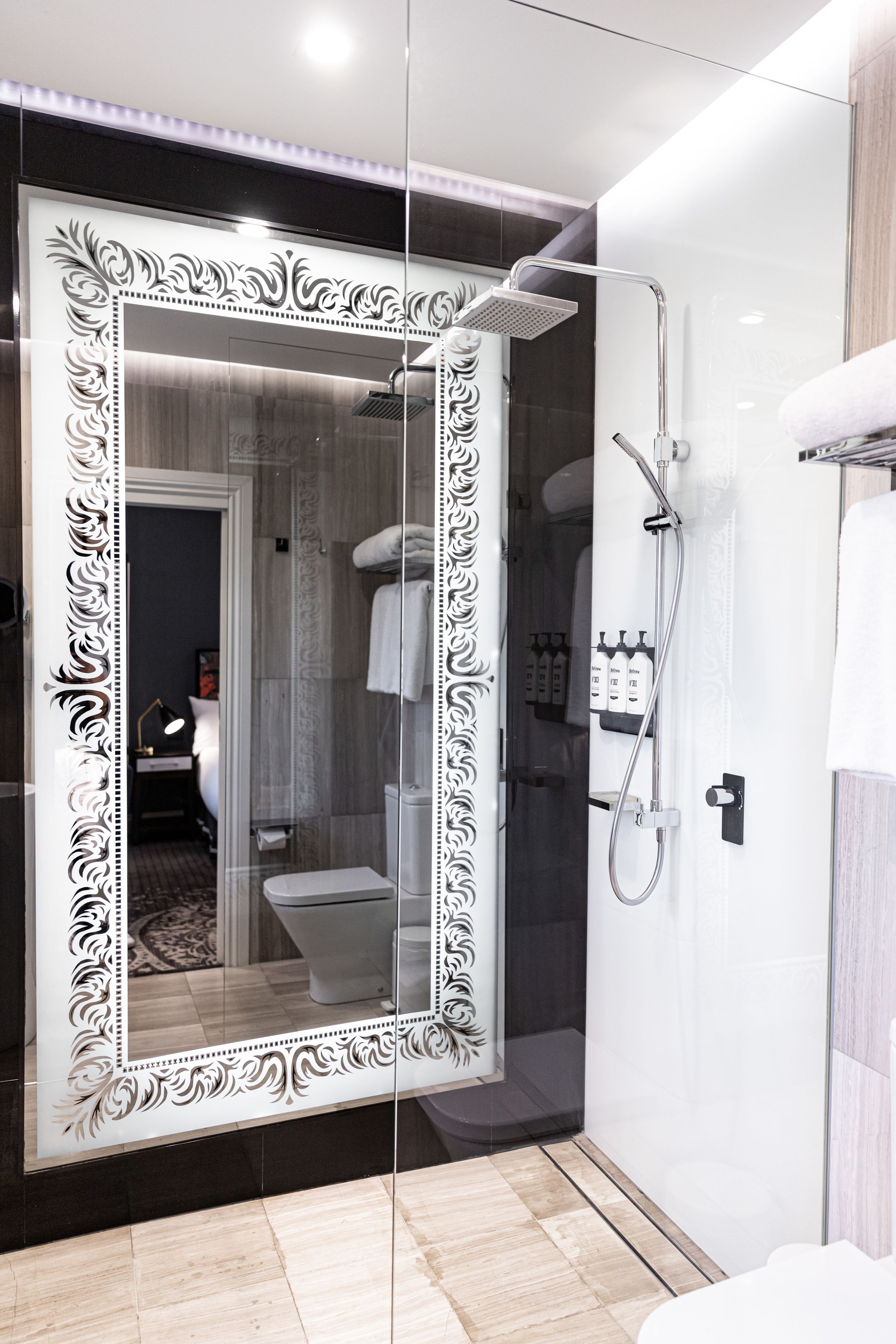 heritage suite | bathroom | shower, rainfall showerhead, designer toiletries, hair dryer