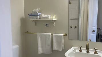 A bathroom with a toilet, sink, and towel rack.