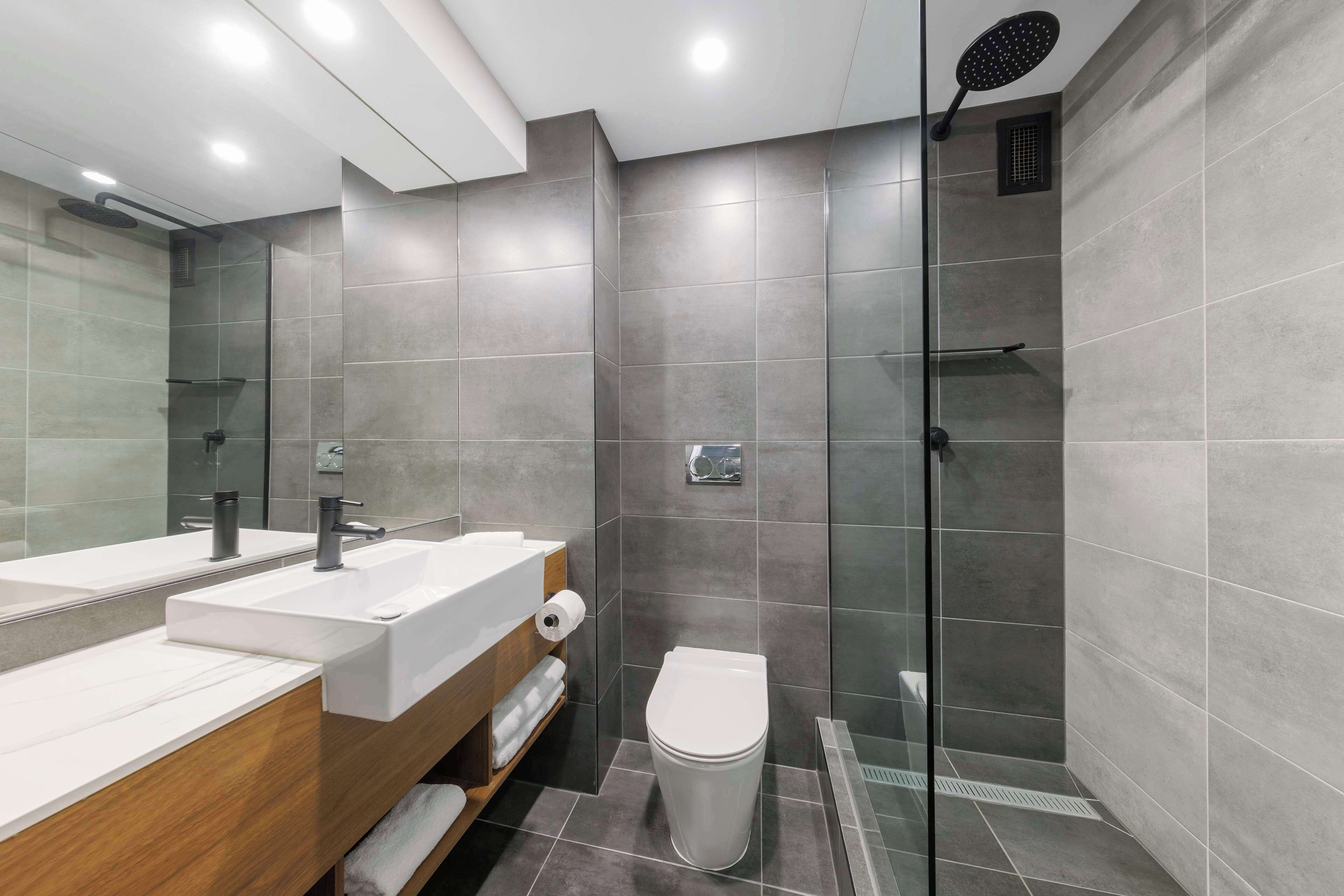 Eco-friendly toiletries, hair dryer, towels, soap