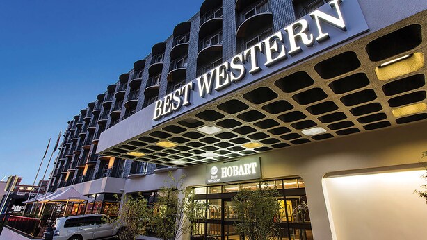 A hotel with a modern facade, multiple balconies, and a sign reading "Best Western." - Best Western Hobart (Hobart)