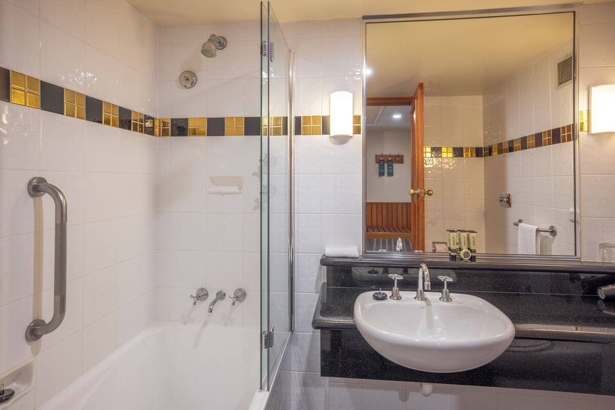 executive room, 1 king bed, courtyard view | bathroom | free toiletries, hair dryer, towels