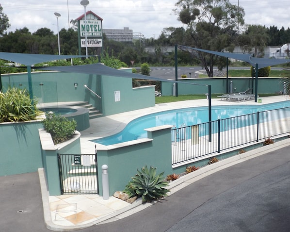 Outdoor pool, pool loungers