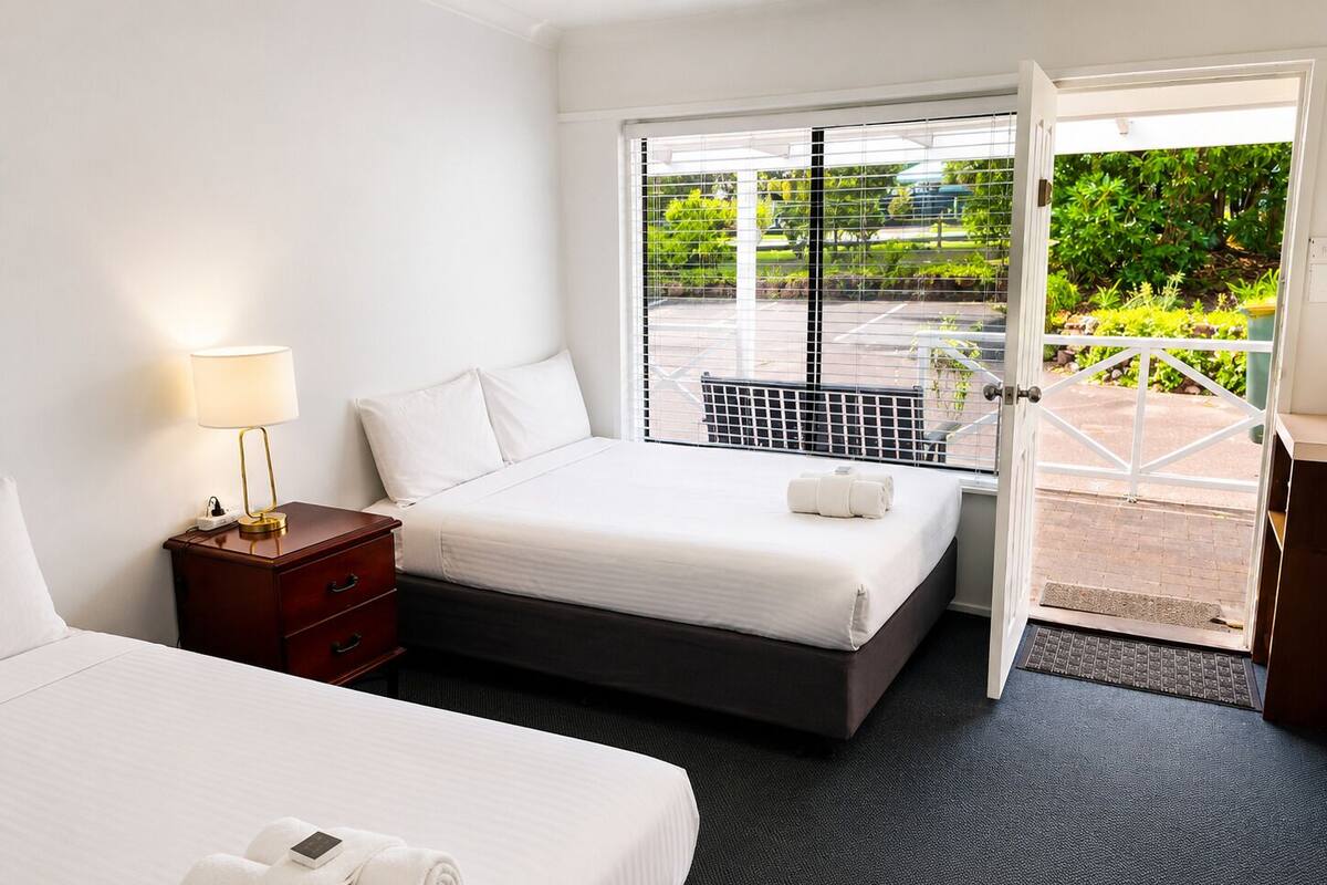 Basic Twin Room, 2 Double Beds | Premium bedding, memory foam beds, iron/ironing board, WiFi (free)