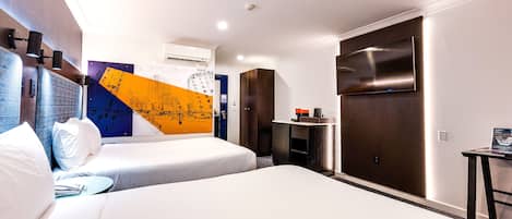 Executive Room, 2 Double Beds | Desk, laptop workspace, blackout drapes, iron/ironing board