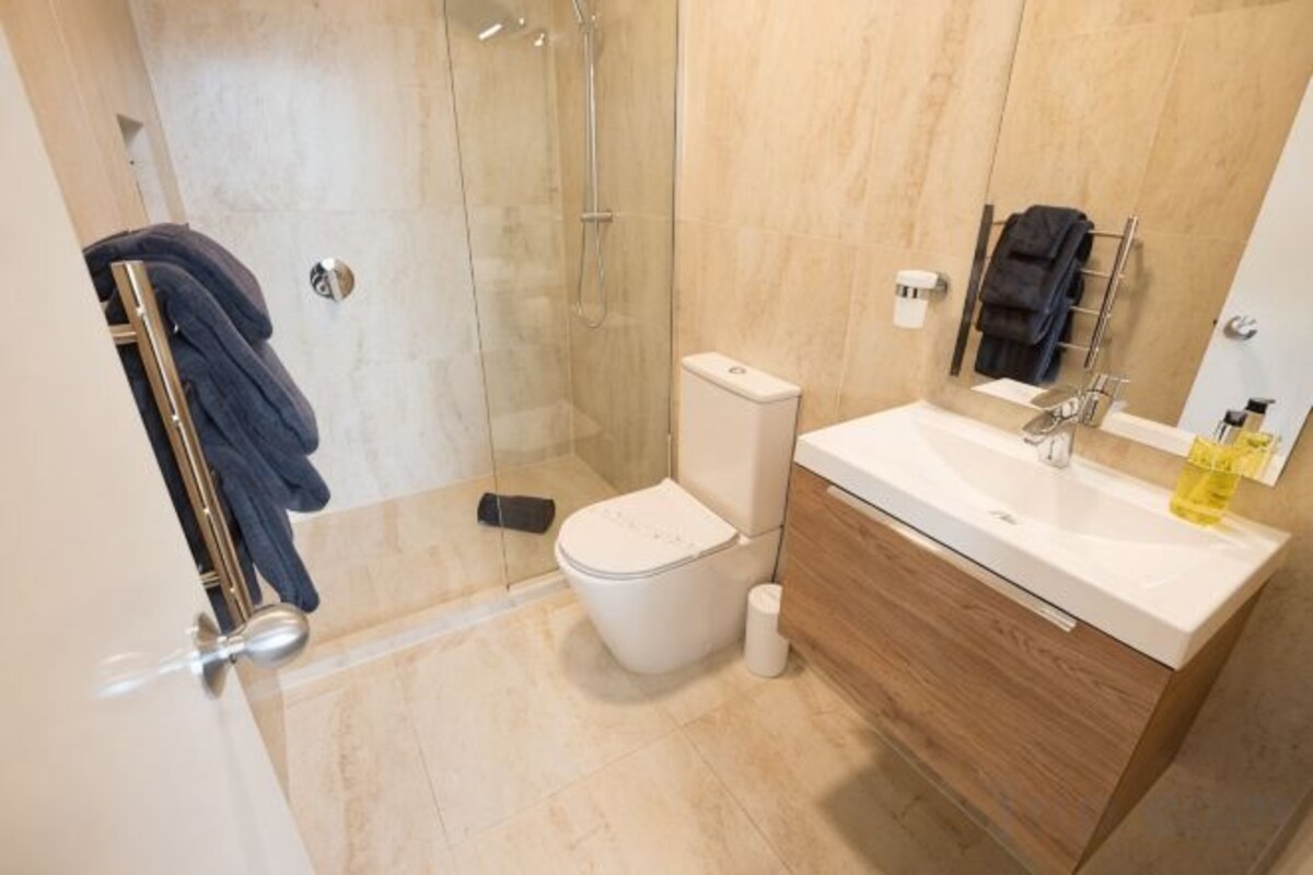Bathroom | Shower, hair dryer, towels