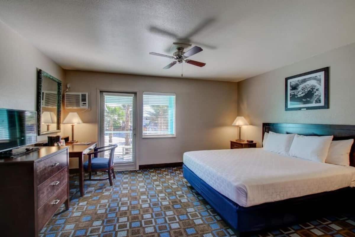 Premium bedding, pillow-top beds, desk, laptop workspace