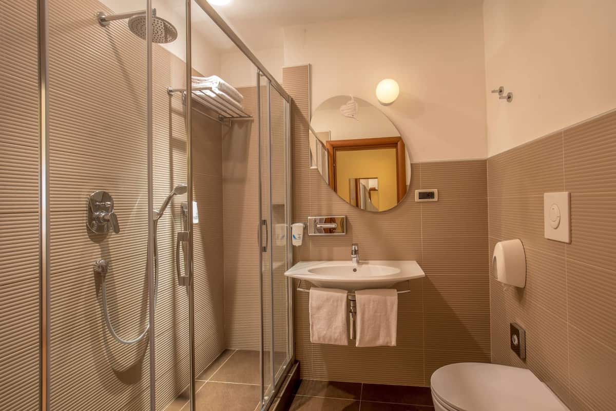 Shower, free toiletries, hair dryer, bidet