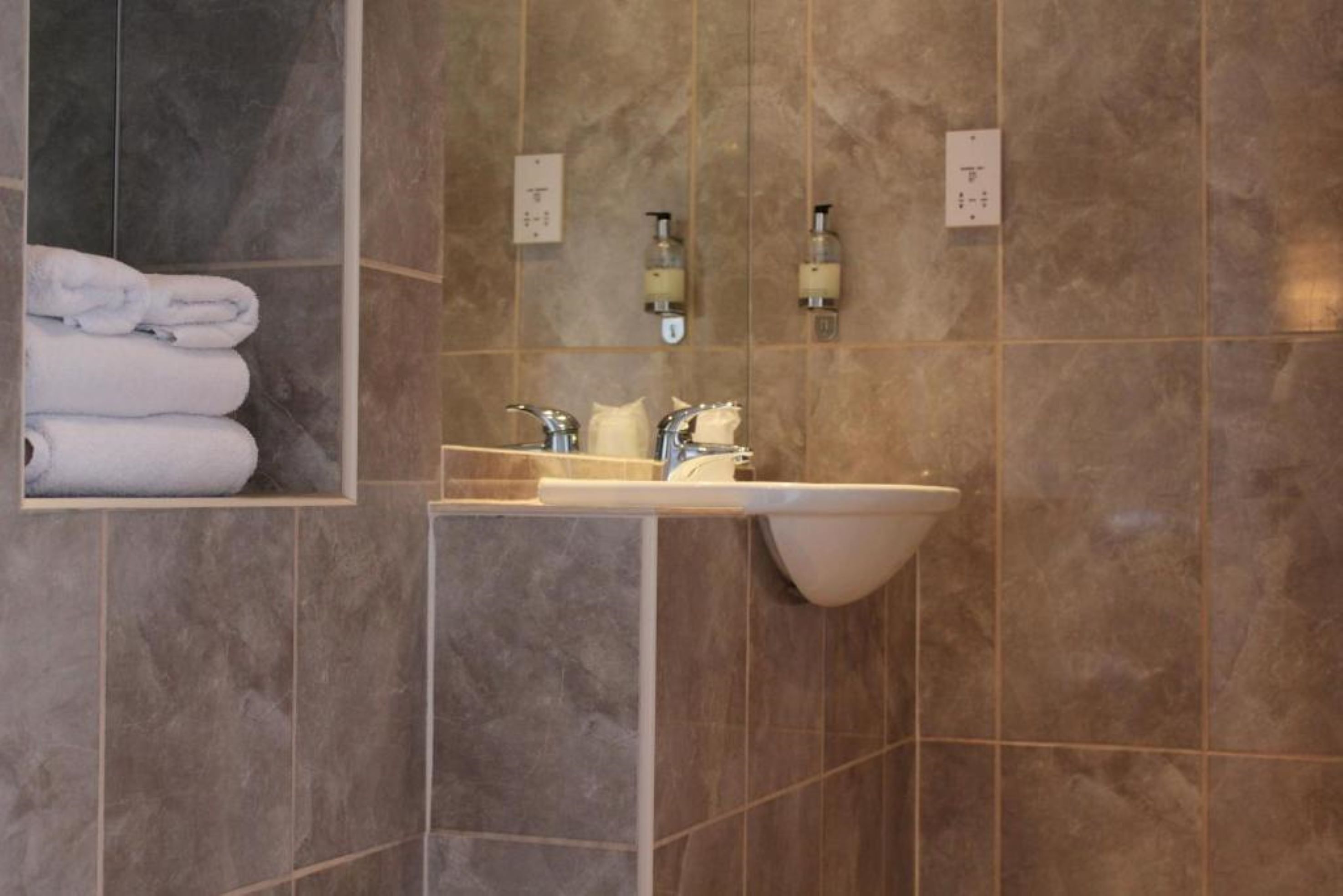 free toiletries, hair dryer, towels