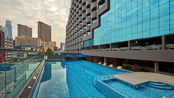 Outdoor pool, pool loungers