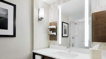 Bathtub, hair dryer, towels