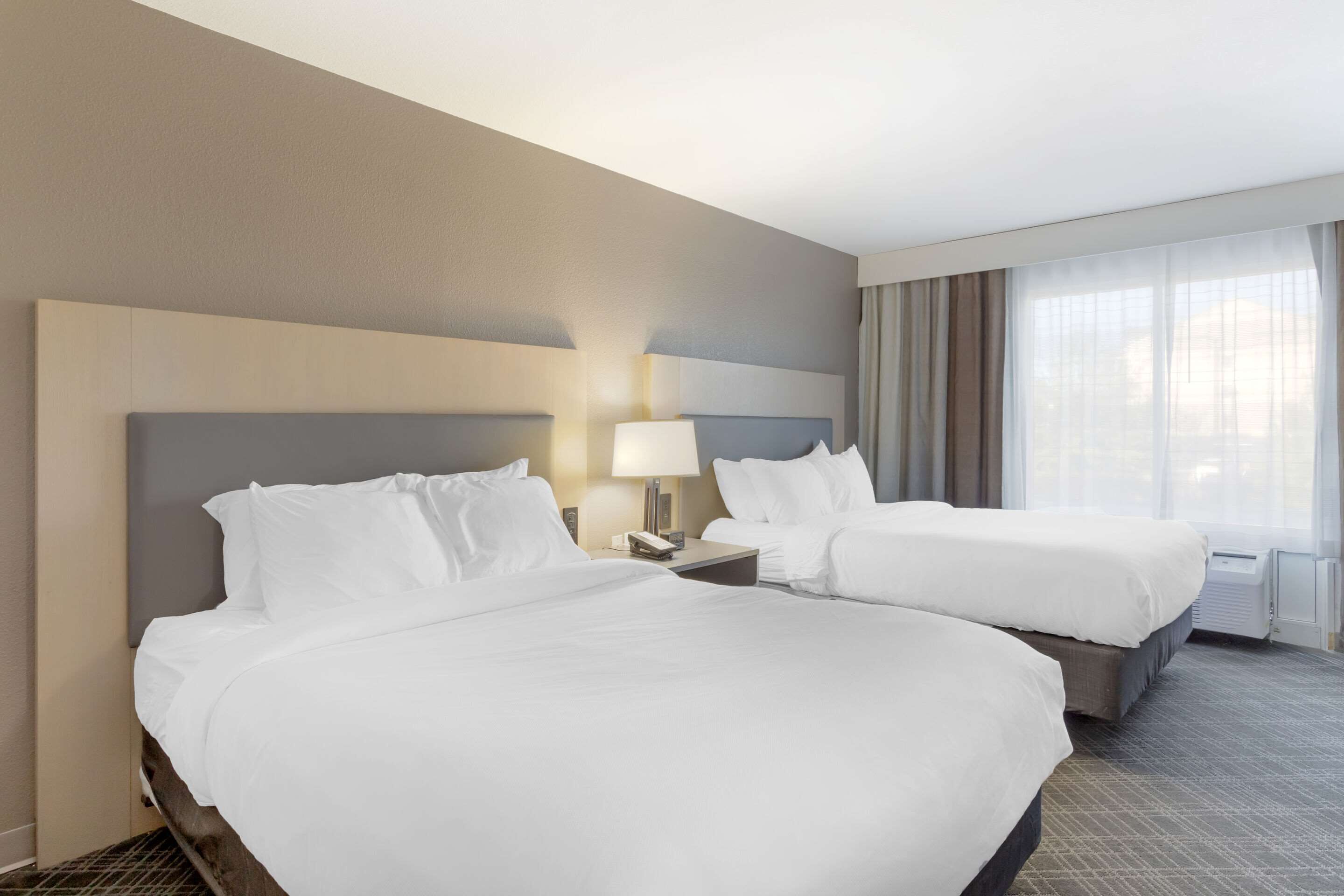 suite, 2 queen beds, non smoking | in-room safe, desk, iron/ironing board, free cots/infant beds