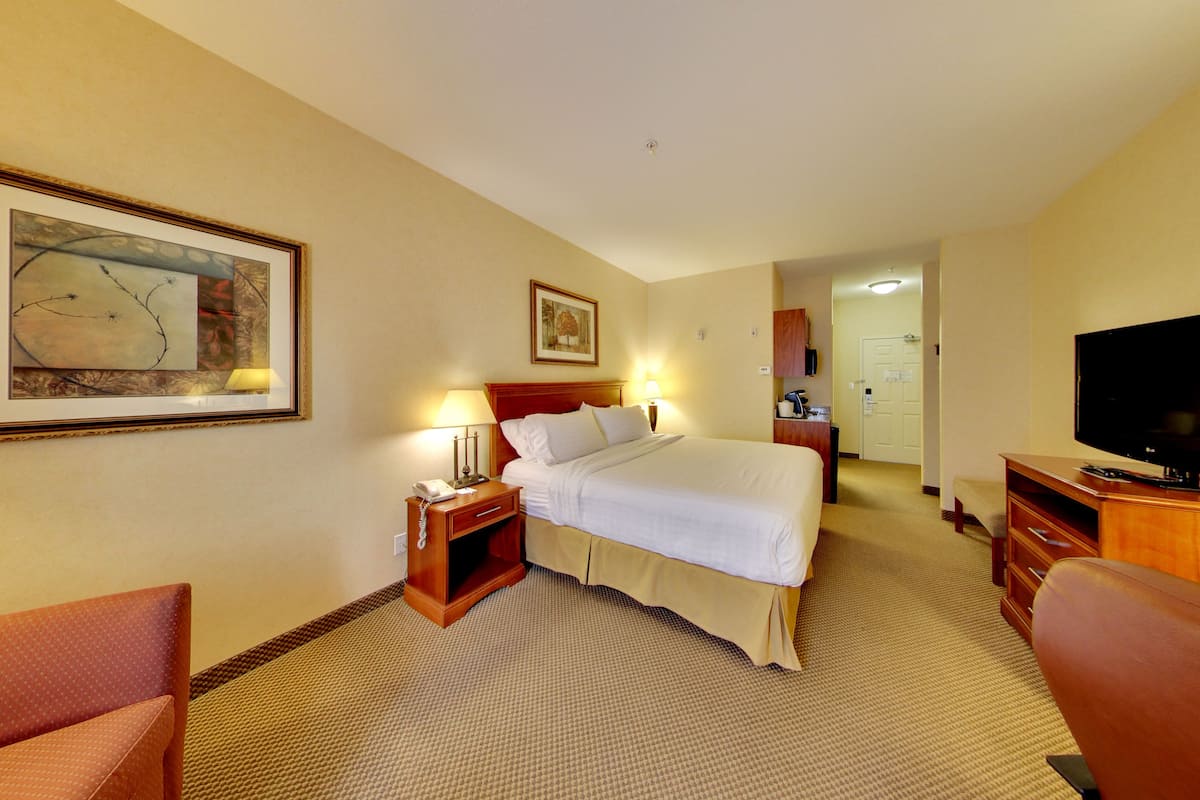 1 bedroom, desk, blackout drapes, iron/ironing board