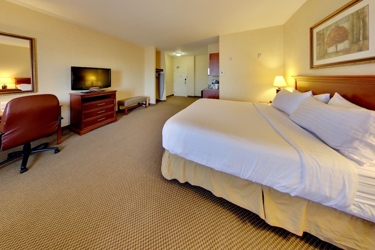 1 bedroom, desk, blackout drapes, iron/ironing board